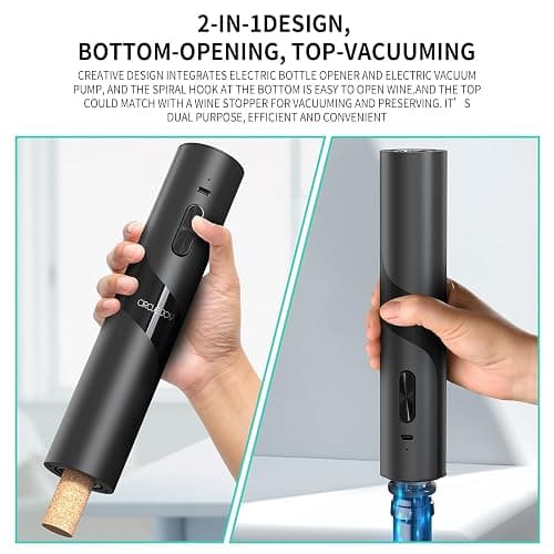 CIRCLE JOY Rechargeable Wine Opener Electric Wine Bottle Opener 7-in-1 Wine Gift Set with Electric Vacuum Pump, Charging Station, Foil Cutter, Wine Aerator Pourer and 2 Wine Stoppers thumbnail 4