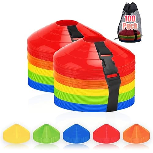 Ashsajkd(Set of 25/50/100 - Agility Soccer Cones with Carry Bag and for ， Football Cones for TrainingFootball, Basketball, Coaching, Agility Cones for Indoor and Outdoor Games - Image 1