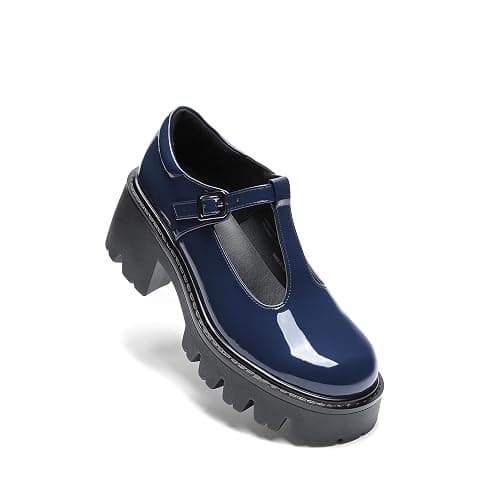 DREAM PAIRS Women's T-Strap Mary Jane Pumps Shoes | Round Toe Comfortable Low Platform Chunky Block Dress Heels Lug Sole Y2K Pumps Shoes for Work Wedding Party Graduate thumbnail 4