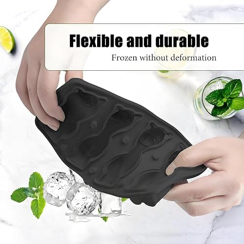 3D Alpaca Ice Cube Mold, 4 Hole Fun Shapes Large Daarcin Ice Cube Tray for Whiskey,Cocktail,Bourbon, Cute Novelty Animal Gifts for Women, BPA Free (Black) thumbnail 7
