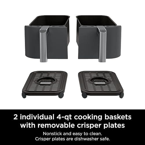 Ninja DZ201 Foodi 8 Quart 6-in-1 DualZone 2-Basket Air Fryer with 2 Independent Frying Baskets, Match Cook & Smart Finish to Roast, Broil, Dehydrate & More for Quick, Easy Meals, Grey - 8-QT thumbnail 9