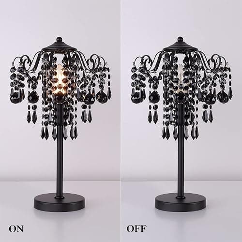 MEIXISUE Small Black Crystal Bedside Table Lamp End Table Lamp Nightstand Lamp Desk Lamps for Bedroom Living Room Office H20.4'' W11.81'' 1-Light E26 thumbnail 8