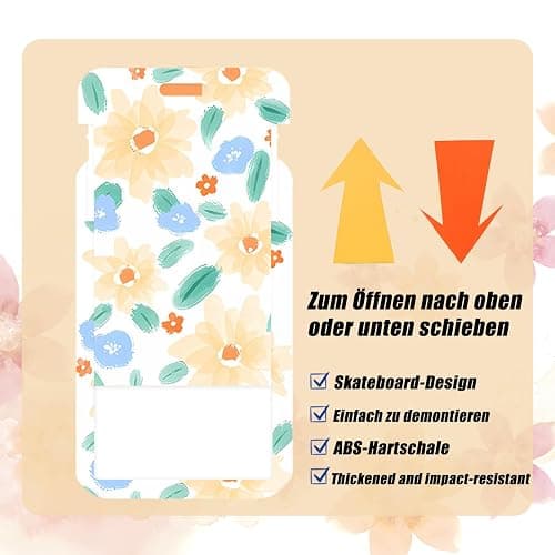 4 Stück Blumenmuster Kpop Photocard Holder mit Schlüsselanhänger, Sliding Hartplastik Kartenhülle, Card Sleeves, Niedliche Kartenhalter für Bus Card, Studentenausweis Ausweis, Bankkarte, Ausweishalter thumbnail 4