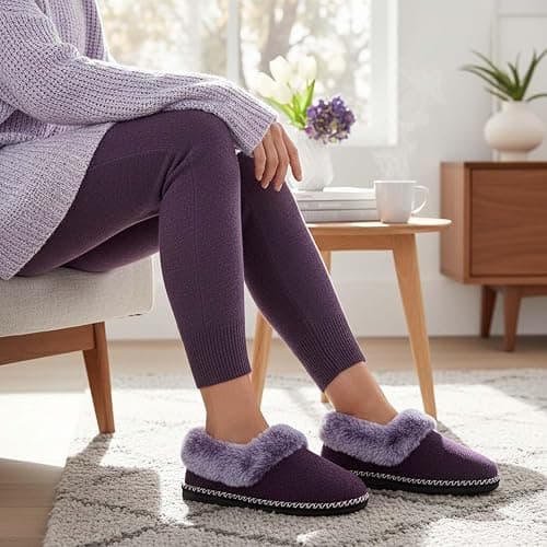 EverFoams Women's Bootie Slippers Warm Soft House Shoes with Fluffy Collar thumbnail 2