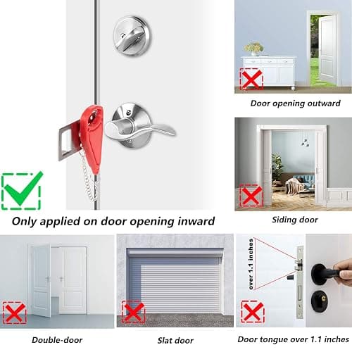 AceMining Portable Door Lock Home Security Door Lock Travel Lockdown Locks for Additional Safety and Privacy Perfect for Traveling Hotel Home Apartment College thumbnail 5