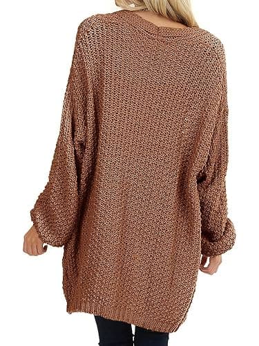 Maroway Womens Cardigan Solid Color Long Sleeve Open Front Chunky Knit Sweater Outwear thumbnail 4