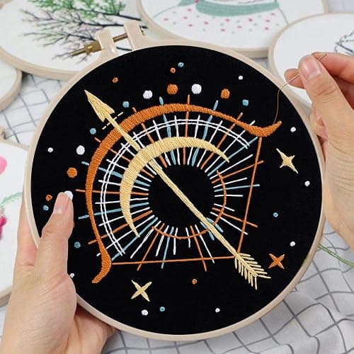 Louise Maelys 3 Set Tarot Moon Embroidery Kits for Beginners with Evil Eye Pattern,Adults Starter Cross Stitch Kit DIY Needlepoint - kit-7 thumbnail 4