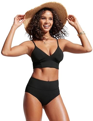 CRZ YOGA Womens High Waisted Bikini Bottom Full Coverage Tummy Control Bathing Suit Wide Waistband Swimsuit Swim Briefs thumbnail 3
