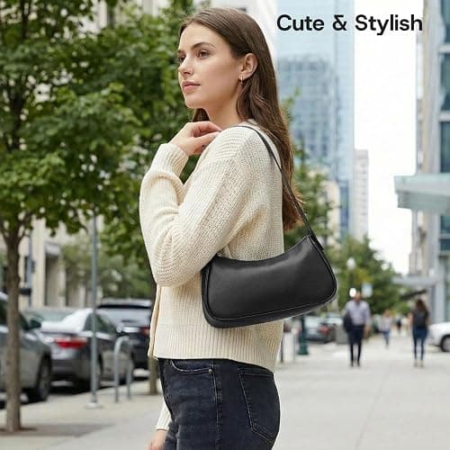 LACOMILA Small Shoulder Bag for Women Cute Mini Purse Trendy Vegan Leather Y2k Crescent Handbag thumbnail 2