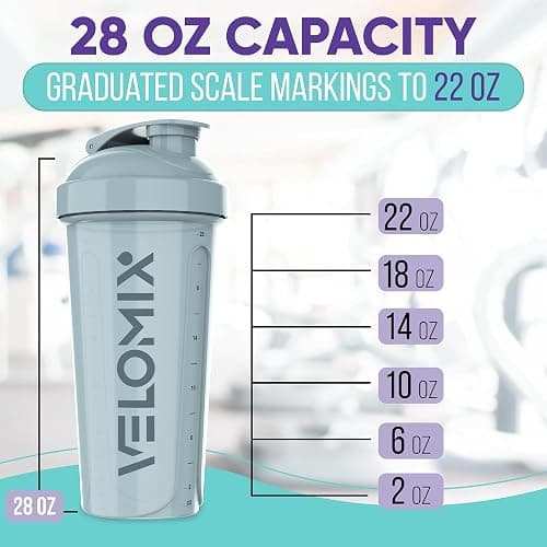 VELOMIX -4 PACK 28 Oz Protein Shaker Bottle for Protein Mixes - 4x Wire Whisk | Leak Proof Shaker Cups for Protein Shakes | Protein Shaker Bottle Pack | Protein Shake Cup (Aqua Depths) thumbnail 5