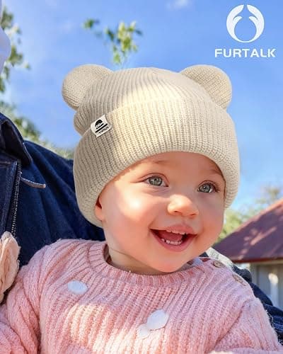 FURTALK Baby Beanie Winter Hat with Bear Ear for Infant Toddler Boys Girls Soft Knitted Skull Cap thumbnail 5