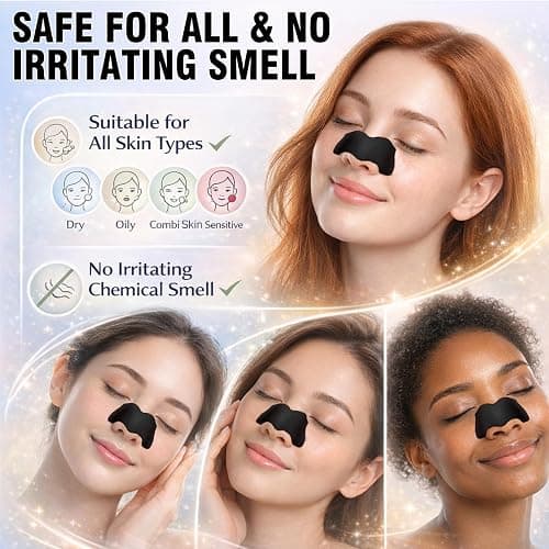 Shaeva Natural Charcoal Pore Strips, Blackhead Remover Strip, for Oily Skin, Strawberry Nose, Deep Clean & Shrinking Pores & Smoothing Skin (10 pcs) thumbnail 6