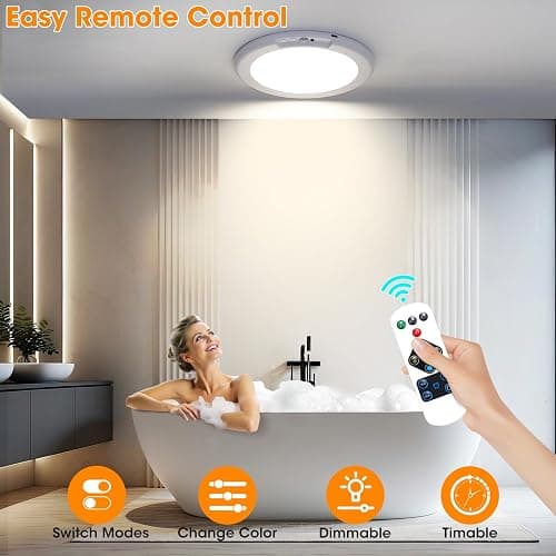 Gotopceed Rechargeable Motion Sensor Ceiling Light with Remote - Magnetic Wireless Ceiling Light Battery Powered for Closet Shower Stairs Shed Hallway ect thumbnail 5
