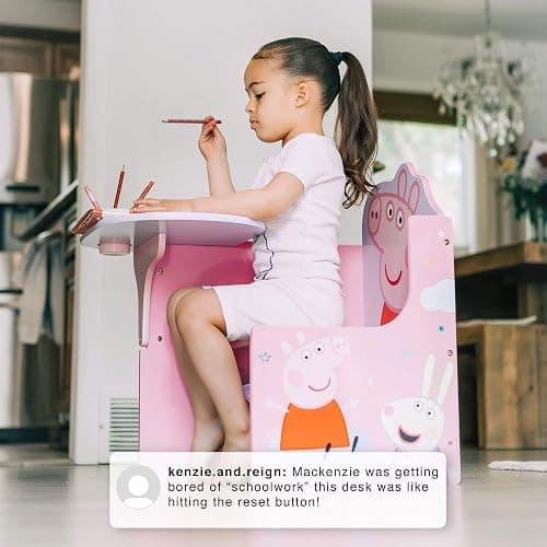 Delta Children Chair Desk with Storage Bin - Ideal for Arts & Crafts, Snack Time, Homeschooling, Homework & More, Peppa Pig thumbnail 6