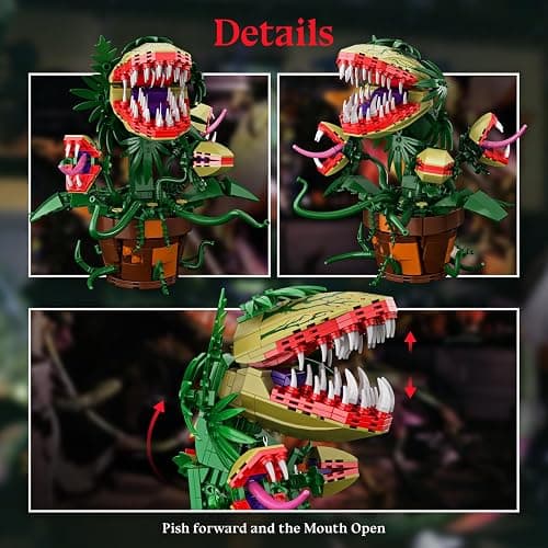 Piranha Plant Audrey II 2 Building Blocks Set, Toys Kit Horrors Flower Shop Decoration Gift for Tv Film Fans Families Friends 12+ On Halloween Birthday Christmas thumbnail 3