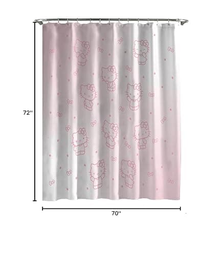 Jay Franco Shower Curtains Sanrio Hello Kitty Shower Curtain - Pink Ombre Stars Kawaii Bathroom Décor - 70 x 72 Inch Washable Fabric Curtain thumbnail 3