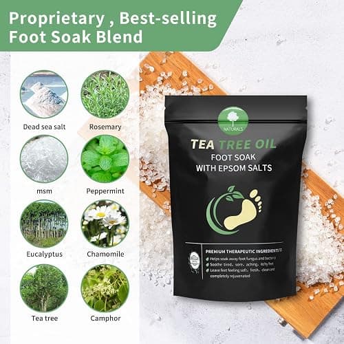 Tea Tree Oil Foot Soak with Epsom Salt - Pedicure Foot Spa for Toenail Fungus Treatment, Nail Discoloration, Stubborn Foot Odor and Itchiness -16 oz thumbnail 5