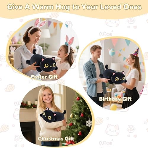 Cat Heating Pad for Period Cramps Menstrual Pain Relief, Portable Electric Heat Pads USB Powered, Cute Black Cat Plush Stuffed Animals Gift, Funny Cats Gifts for Women Teen Girls Birthday Christmas thumbnail 7