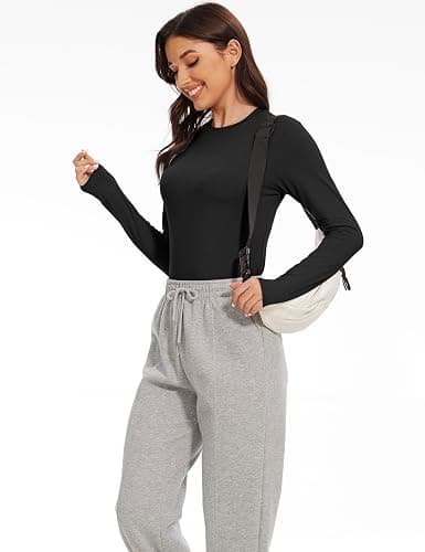 Kinglaman 5 Pack Womens Basic Long Sleeve Shirts Crew Neck Slim-Fit Fitted T Shirts Tops Undershirts Underscrub Baselayer thumbnail 4