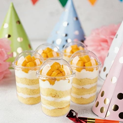 Zezzxu 50 Pack 16 oz Plastic Dessert Cups with Dome Lids (No Hole) and Sporks, Clear Disposable Fruit Cups with Lids for Yogurt Parfait Ice Creams Pudding Cakes thumbnail 8