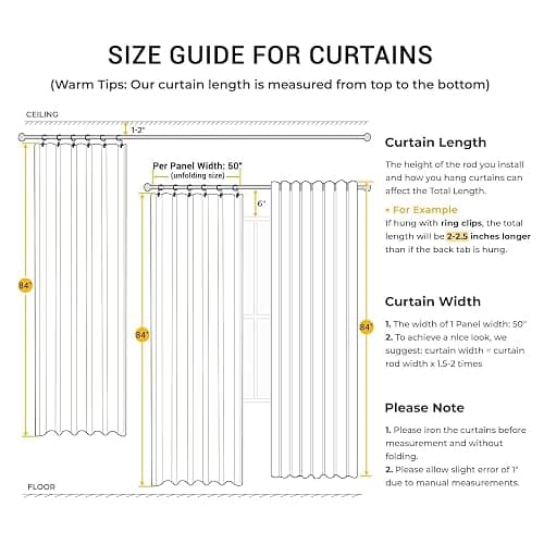 INOVADAY 100% Blackout Curtains for Bedroom, Black Out Curtains 84 Inch Long, Clip Rings Linen Blackout Drapes, Thermal Insulated Room Darkening for Living Room, 2 Panels - Blush Pink,W50xL84 thumbnail 8