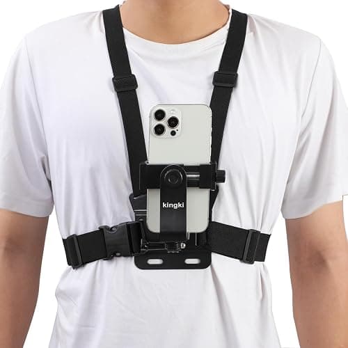 KINGKI Mobile Phone Chest Mount Harness Strap Holder Cell Phone Clip Action Camera POV for Samsung iPhone Plus etc - Image 1