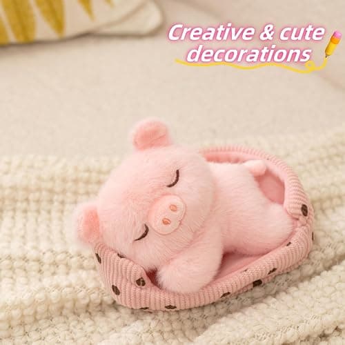 unsnurnoch 5.5" 2-in-1 Sleeping Pig Plush Toy Set, Cute Pink Pig Stuffed Animal with Nest, Soft Piggy Plush Doll for Kids Girls Boys, Kawaii Animal Present for Birthday Christmas Room Decor thumbnail 5