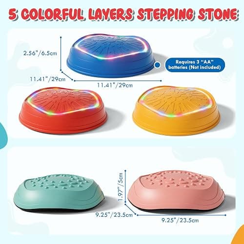 Lehoo Castle Stepping Stones for Kids, Non-Slip Toddler Stepping Stones, Indoor & Outdoor Sensory Toys for Toddlers 1-3, Balance Board Obstacle Course for Kids 3-5 thumbnail 7