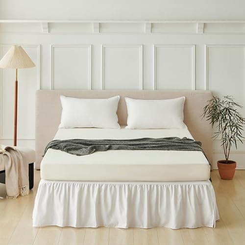Bed Skirt Full Size Ruffled Bed Skirt with Split Corners, Full Bed Skirts 22 Inch Drop with Platform, White, 22'' Full thumbnail 5