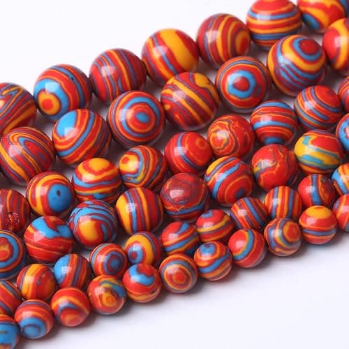 45PCS 8MM Beads Red Malachite Beads Round Loose Beads Natural Gem Beads for Jewelry Making 15" - Image 1