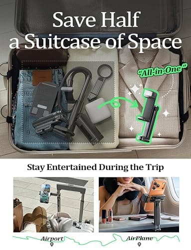 LISEN Best Airplane Tech Gadgets Tech Accessories Airplane Phone Holder (LED Light) Travel Essentials for Flying Gifts for Women Her Long Flight Travel Accessories for Women Men Selfie Photography thumbnail 4