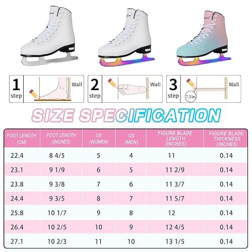 Nattork White Figure Skates Excellence Stainless Steel Blades Ice Figure Skating with Enhanced Support Strength Performance and Ultimate Comfort for Boys and Girls thumbnail 5