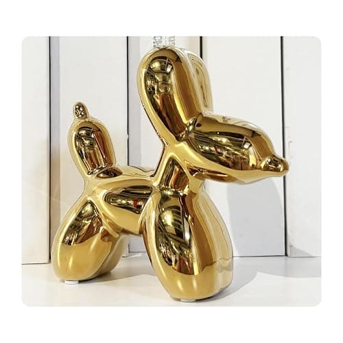 DANELYNN Modern Balloon Dog Decorative Sculpture,Ceramic Dog Figurines Statues Contemporary Art Decor for Living Room,Bedroom,Desk,Bookshelf,Shelf,Coffee Table, Fireplace Mantel (Gold) thumbnail 4