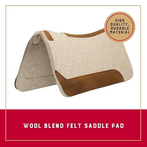 Weaver Equine 30" x 30" Contoured Wool Blend Felt Horse Saddle Pad, Shock Absorbing Western Saddle Pad for Protection, Durable Equine Supplies, Tan thumbnail 3