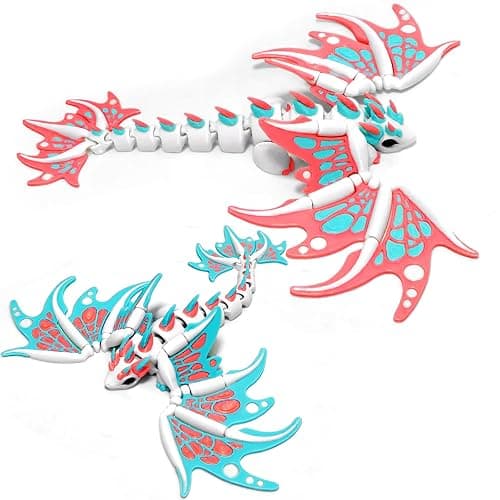 AQXYTK 2 Pack Articulated 3D Printed Dragon with Wings Toy | 7" Sensory Fidget Dragon ToysToys, Winged Dragon Model, Fantasy Desktop Pet Decor, Dragon Gift for Kids & Adult - Image 1