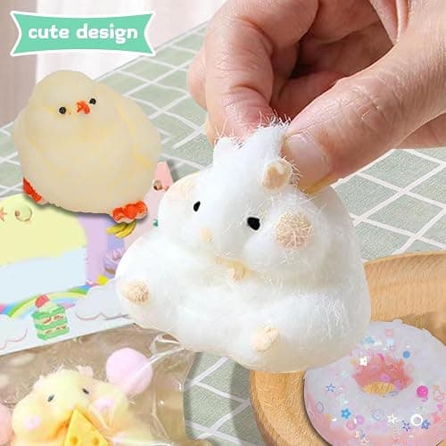 4Pcs Taba Squishy Squeeze Toys, Cute Soft Chicks Paw Donuts Squishy Toys, Stress Relief Squishies for Party Favors, Perfect for Stress and Anxiety Relaxing Toy Fidget Toys thumbnail 2