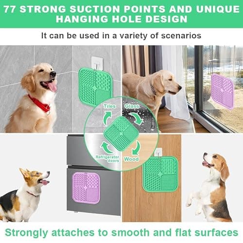 HOTUT Dog Lick Mats with Suction Cups 20 * 20cm,2pcs Licking Mat for Dogs and Cats,Dog Slow Feeder Licky Pat with Spatula and Brush,Licking Pad for Food,Treats,Anxiety Reducer,Boredom thumbnail 6