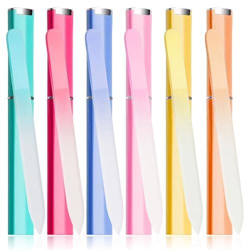 6 Pcs Glass Nail File With Case, Crystal Nail Files for Natural Nails Fingernail Files Set, Double Sided Etched Nail Filer Professional Ceramic Glass File for Travel Gifts Package Fine Grit thumbnail 8