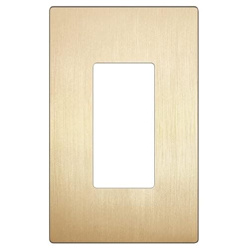 LIDER Brushed Finish Decorator Switch Cover, Screwless Wall Plate, Mid-Size 1-Gang 4.88" x 3.11", Unbreakable Polycarbonate Thermoplastic, UL Listed, LSWP-31M-BGD, Brushed Gold - Brushed Gold - 1 Gang - 1 Pack - Image 1