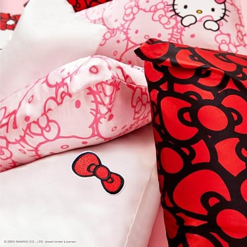 Kitsch x Hello Kitty (Pink Kitty Faces) - Satin Pillowcase with Zipper for Hair and Skin, Softer Than Silk Pillow Case, Cooling Pillow Cover, Machine Washable, Queen/Standard (19x26) thumbnail 8