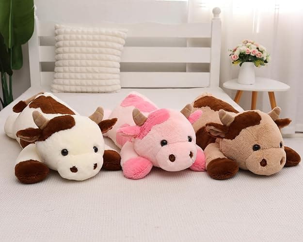 YESGIRL 25.6 inch 5 lbs Cow Weighted Stuffed Animals, Large Weighted Plush Animal, Cute Plush Toy Pillow, Soft Kawaii Plushie Gifts for Adults, Kids, Boys and Girls(Off-White) - Weighted Cow Off-white thumbnail 6