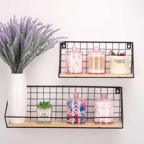 Tbestmax 12 oz & 10 oz Qtip Holder - 4 Pack Restroom Bathroom Organizers and Storage Containers, Pink Plastic Apothecary Jars with Lids for Cotton Swab, Cotton Round Pads, Floss thumbnail 6