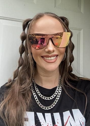 FEISEDY Trendy Rimless Mirrored One Piece Lens Sunglasses Reflective Sun Glasses B4114 thumbnail 2