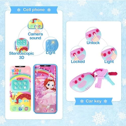 Shemira Play Purse for Little Girls, Princess Pretend Toys for Girls 3 4 5 6 7 8 Years Old, Christmas & Birthday Gift for Kids Age 3-5 4-6 6-8, Toddler Purse with Accessories, Kids Toy Purse, Blue thumbnail 5