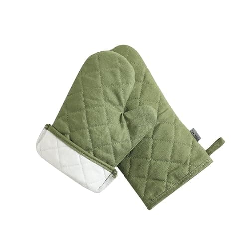 Oven Mitts and Pot Holders 4 pcs Set,High Heat Resistant 500 Degree Extra Thicken Long Kitchen Cotton Oven Glove for Cooking (12 Inch,Green) thumbnail 5
