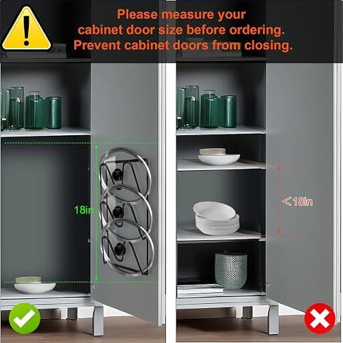 MZTOOL 2 Pack Pot-Lid-Organizer, 6-Tier Pots and Pans Lid Organizer Under Cabinet, No Drilling, Rustproof, Lid-Organizers-Inside-Cabinet for Small-Space-Solution & Kitchen Cabinet Organization thumbnail 3