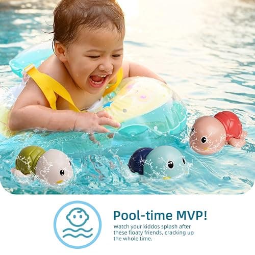 LiKee Bath Toys 3 Pack with 3 Colors | Cute Swimming Turtles Wind Up Toys for Baby Toddlers 1+ Years Old | Floating Bath & Pool Toys for Kids Age 1-3-5 | Baby Shower & Birthday Gift (Boys Girls) thumbnail 4