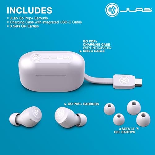 JLab Go Air Pop+ True Wireless Bluetooth Earbuds, in Ear Headphones with Microphone, 35H Playtime, USB-C Charging Case, Dual Connect, EQ3 Sound, Lilac thumbnail 7
