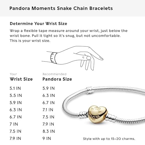 PANDORA Heart Clasp Snake Chain Bracelet - Heart Clasp - Romantic Jewelry for Her with Gift Box - Compatible Moments Charms thumbnail 5