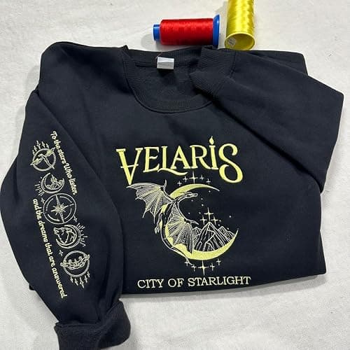 Embroidered Velaris Shirt, Velaris City Of Starlight Embroidered Sweatshirt, The Night Court, SJM sweater, City Of Starlight, ACOTAR Shirt Grey thumbnail 7
